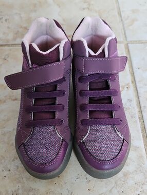 Pediped Kids Purple Sparkly High-Top Sneakers - Comfortable Everyday Shoes